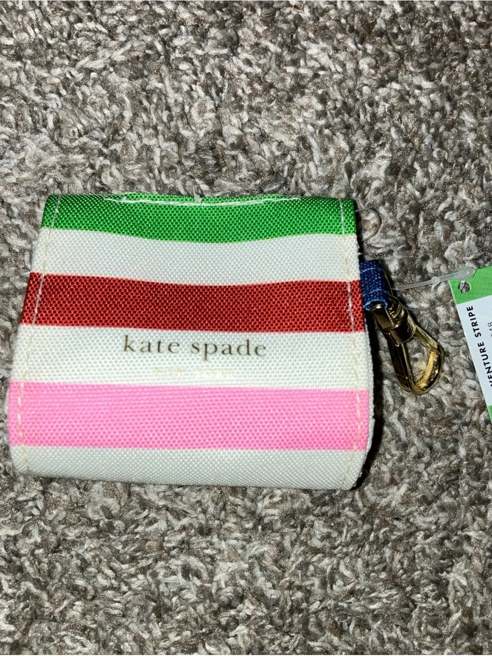 kate spade Multicolor Striped Doggie Bag Holder with Gold Hardware
